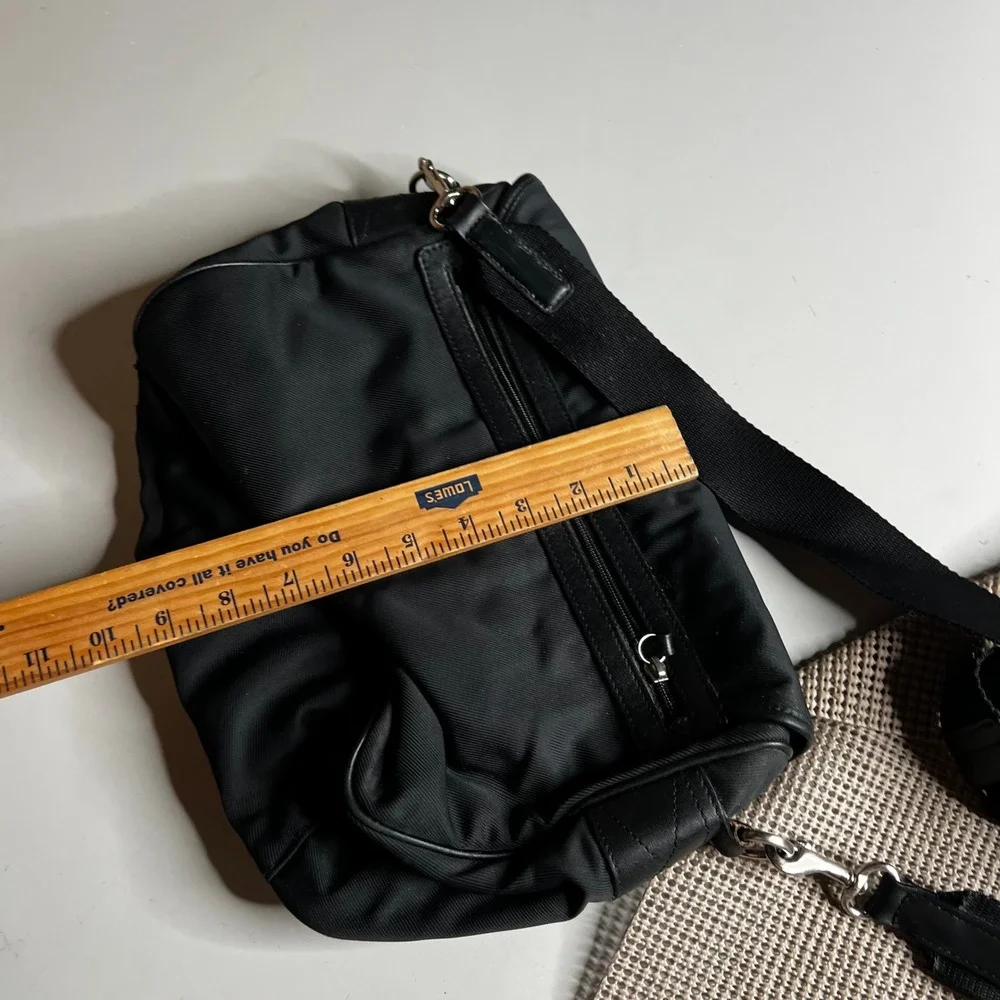 Coach Hamptons Messenger Bag Black Twill Leather Crossbody 7425